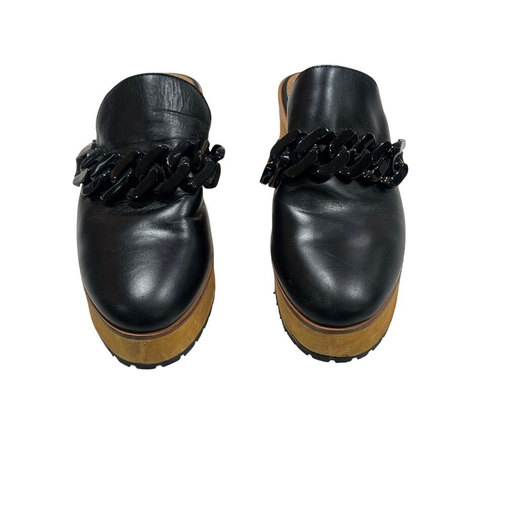 Kelsi Dagger Brooklyn Black Sip On Glog Chain Leather Clog size 9